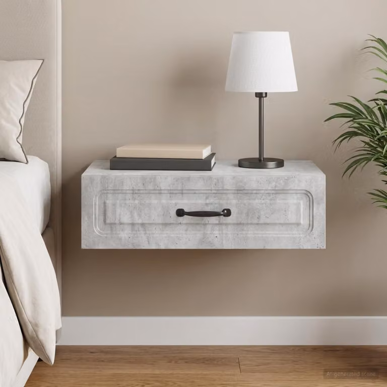 vidaXL Tavolino da parete moderno in grigio opaco con ripiani interni L: 59 cm, P: 34,5 cm, H: 17 cm