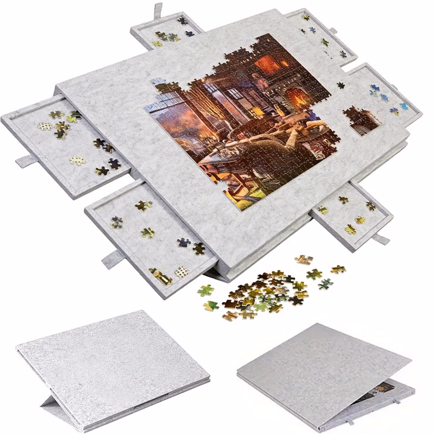 Omgoods - Tavolo da puzzle leggero con 6 cassetti per puzzle da 1000 pezzi