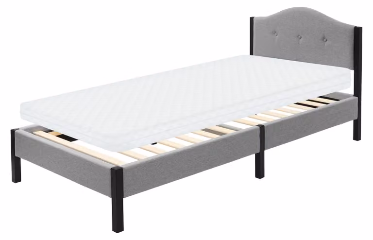 Letto imbottito ML-Design 90x200 cm, grigio, letto singolo con materasso (H: 10 cm), solida struttura del letto, testiera e rete a doghe. Letto moderno per ragazzi.