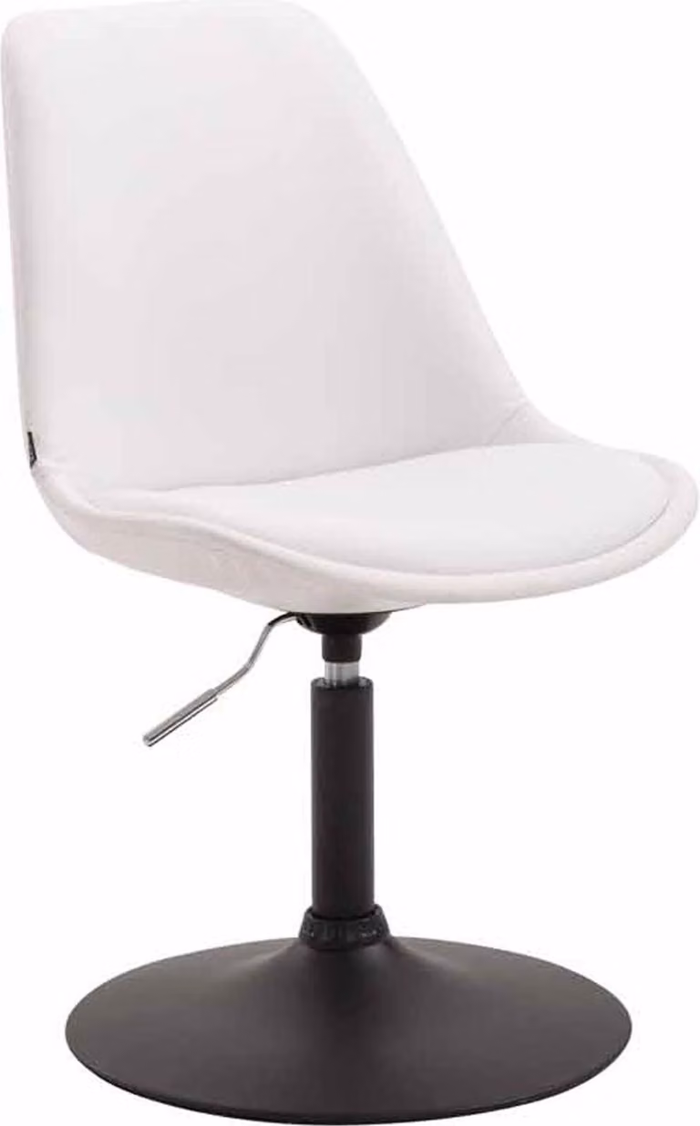 Sedia da pranzo in ecopelle - Sedia moderna - Regolabile in altezza e girevole a 360° | Colore: Bianco | Colore base: Nero