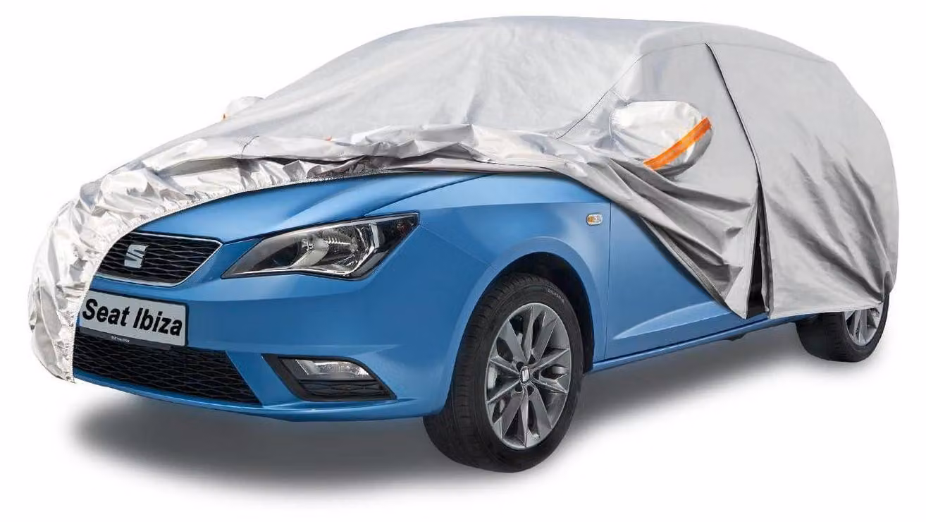 Copertura per auto Autoplane, impermeabile e traspirante, per Seat Ibiza (1993-2025), colore argento, con 6 strati, ideale per la copertura completa dell'auto in garage e per proteggerla dalla polvere