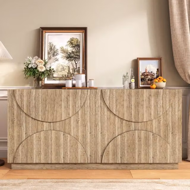 Sideboard WISHDOR in legno marrone stile scandinavo per soggiorno e sala da pranzo L: 160 cm, P: 40 cm, H: 80 cm