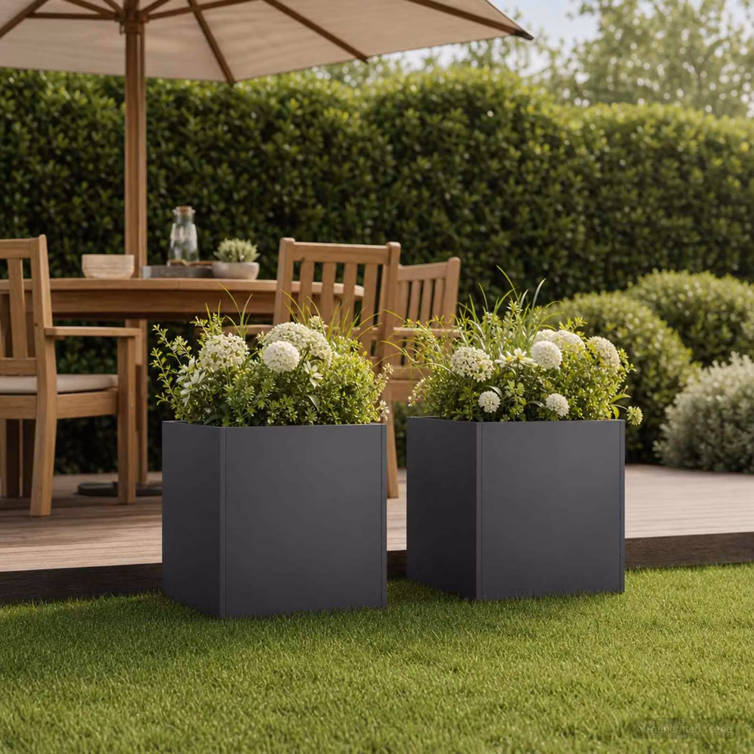 Set di 2 vasi da giardino vidaXL in metallo nero e antracite, L/P/H: 35 x 35 x 35 cm