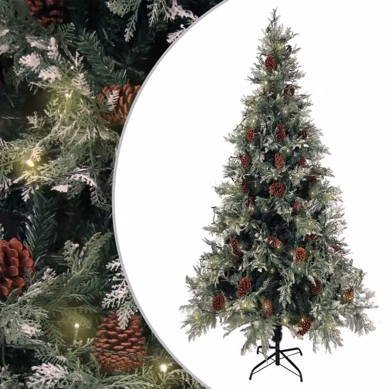 Maison Exclusive - Albero di Natale con luci e pigne, 225 cm, PVC e PE