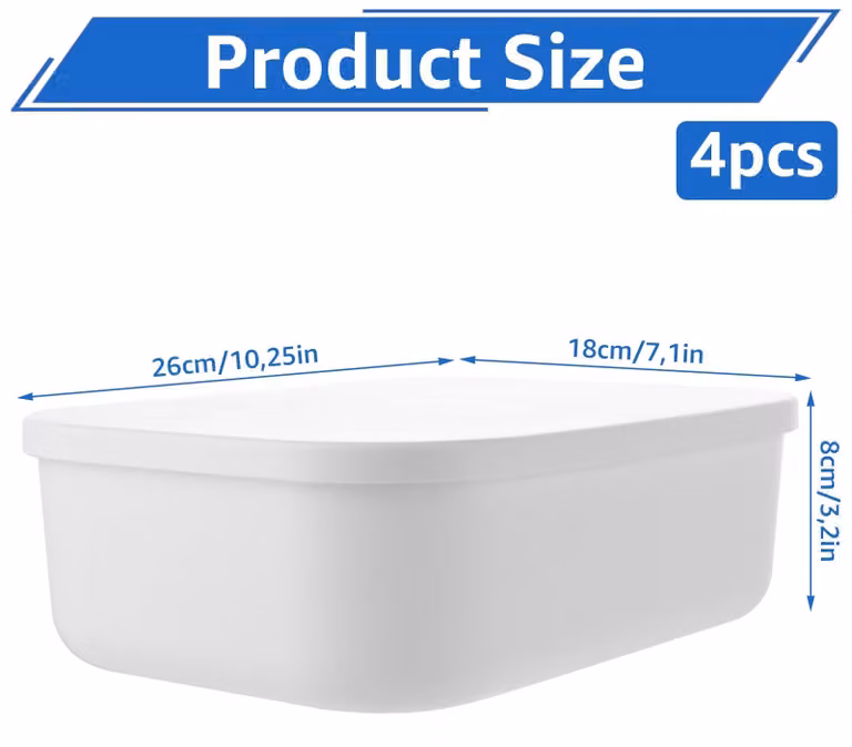 Set di 4 contenitori - Realizzati in plastica con coperchio - Impilabili - Con maniglia - Multiuso - Capacità di 4 litri - Contenitori per l'organizzazione