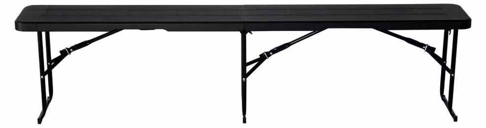 Panca pieghevole da campeggio - 182 cm - Nera - HDPE - Capacità di carico: 150 kg