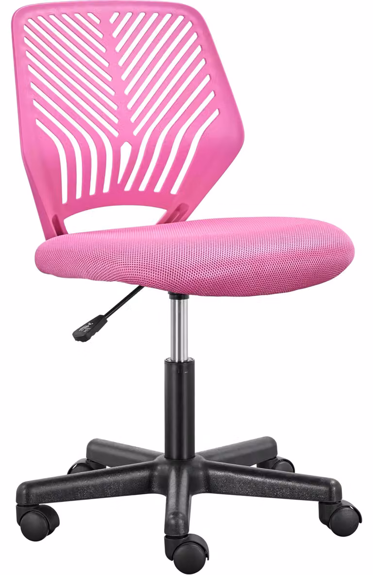 Sedia da ufficio Yaheetech senza braccioli, ergonomica, colore rosa