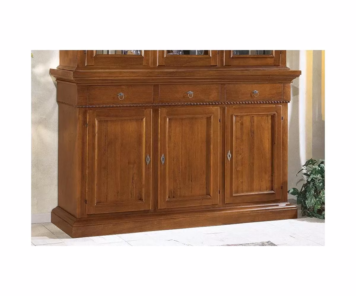 Cristalliera 3 porte in legno noce stile arte povera Mobili 2G L/P/H: 190 x 50 x 228 cm – 3