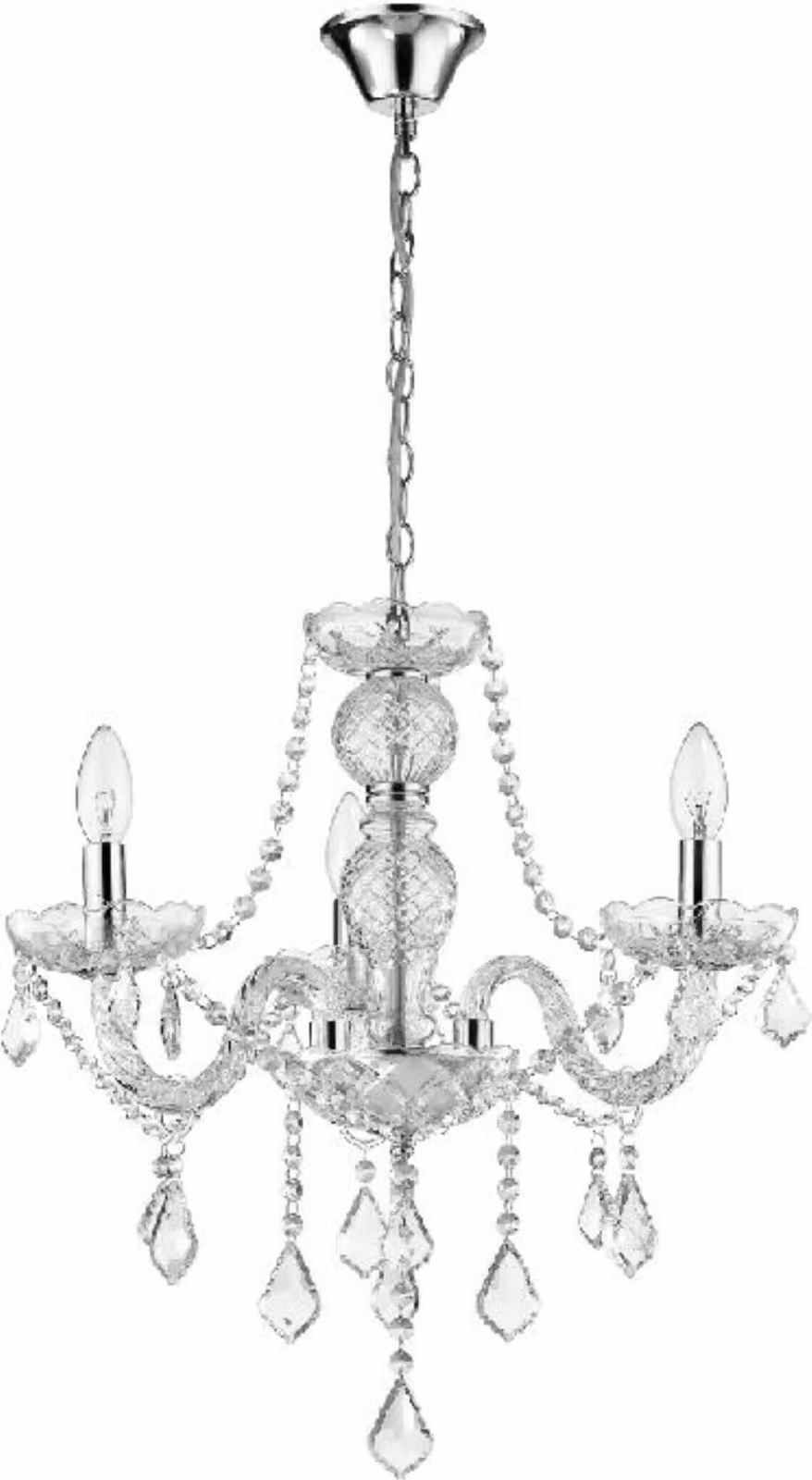 Lampada a sospensione Cristallo trasparente-cromata 3xE14x60W cristallo, dimensioni: 100x40x40 cm, IP20, Light Prestige