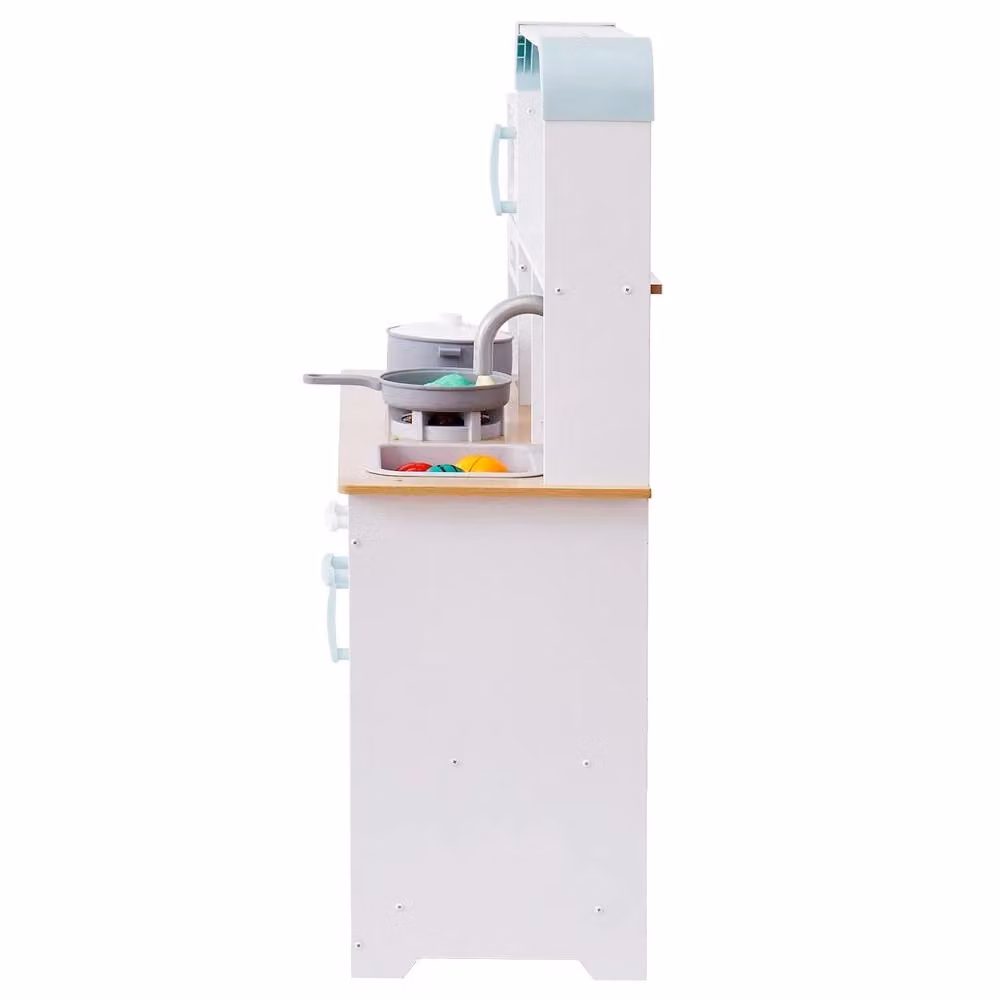 Set Giocattolo Cucina in Legno per Bambini con Luci e Suoni, Bianco, 24 Pezzi – 2