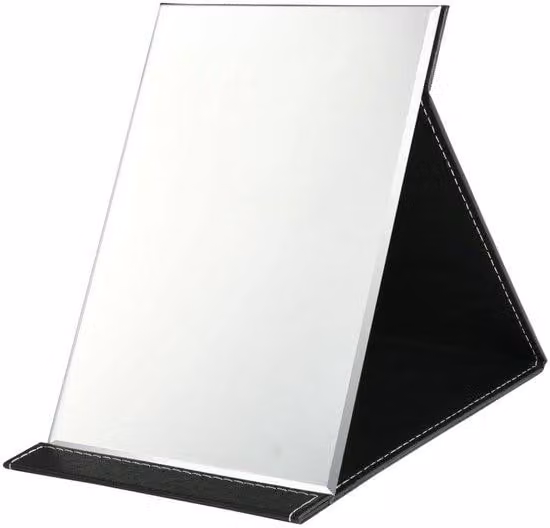 Specchio da trucco da viaggio pieghevole, grande, 21,5 x 15,5 cm, portatile