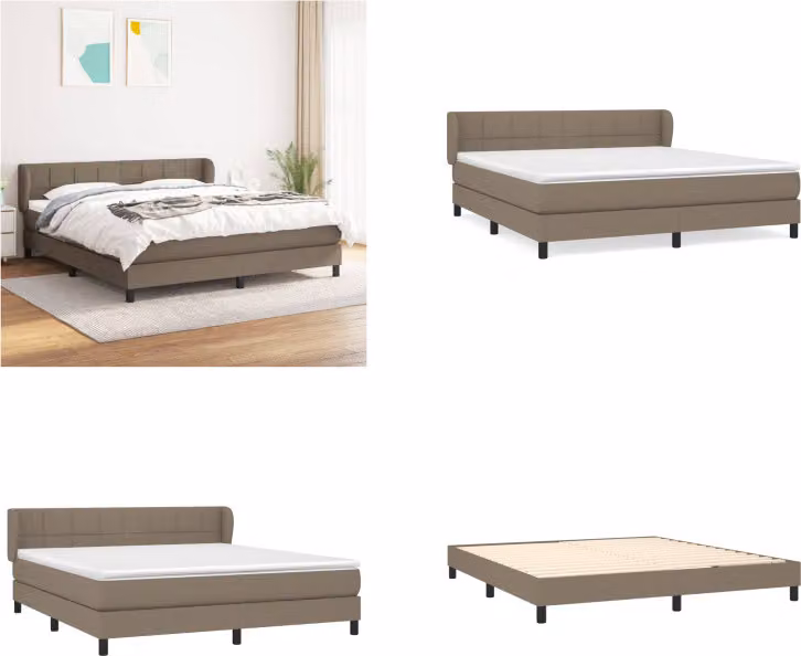 vidaXL Letto boxspring con materasso Taupe 180x200 cm in tessuto - Letto boxspring - Boxspringbetten - Bett - Schlafzimmermöbel