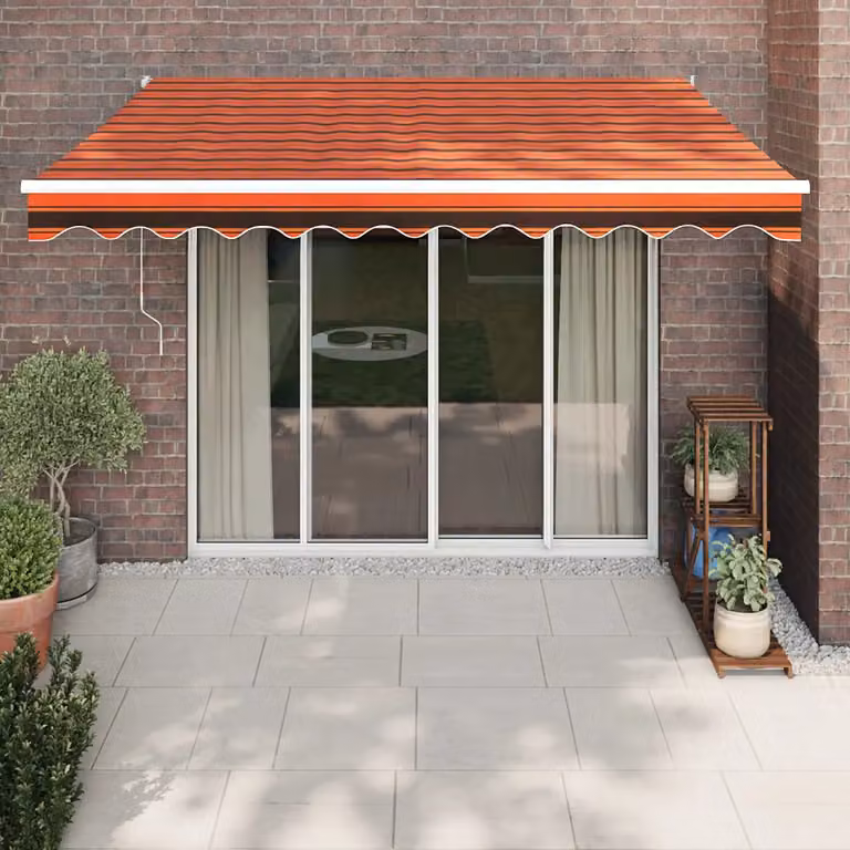 Tenda da sole automatica retrattile vidaXL in alluminio e poliestere, arancione e marrone, L: 3,5 m x P: 2,5 m