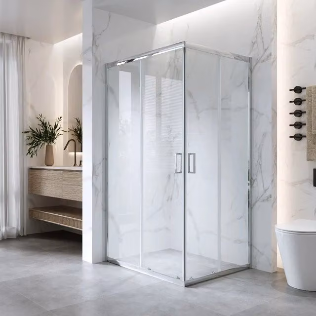 Box Doccia Angolare Scorrevole Kiro in Vetro Trasparente da 6 mm L/P/H: 70 x 100 x 185 cm