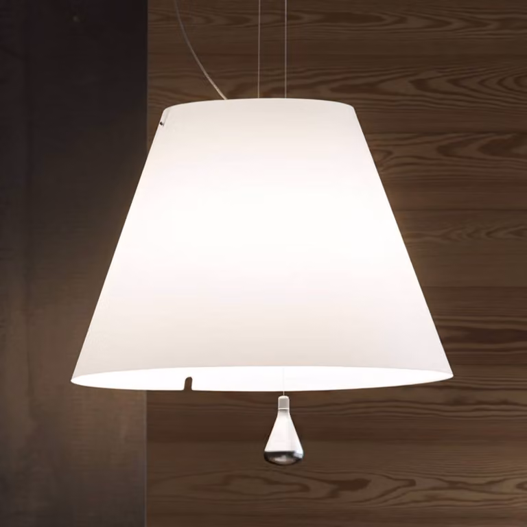 Luceplan Lampada a sospensione Costanza, dimmerabile, Bianco / Opale, Soggiorno / Sala da pranzo, Plastica, Design, Lampada a sospensione