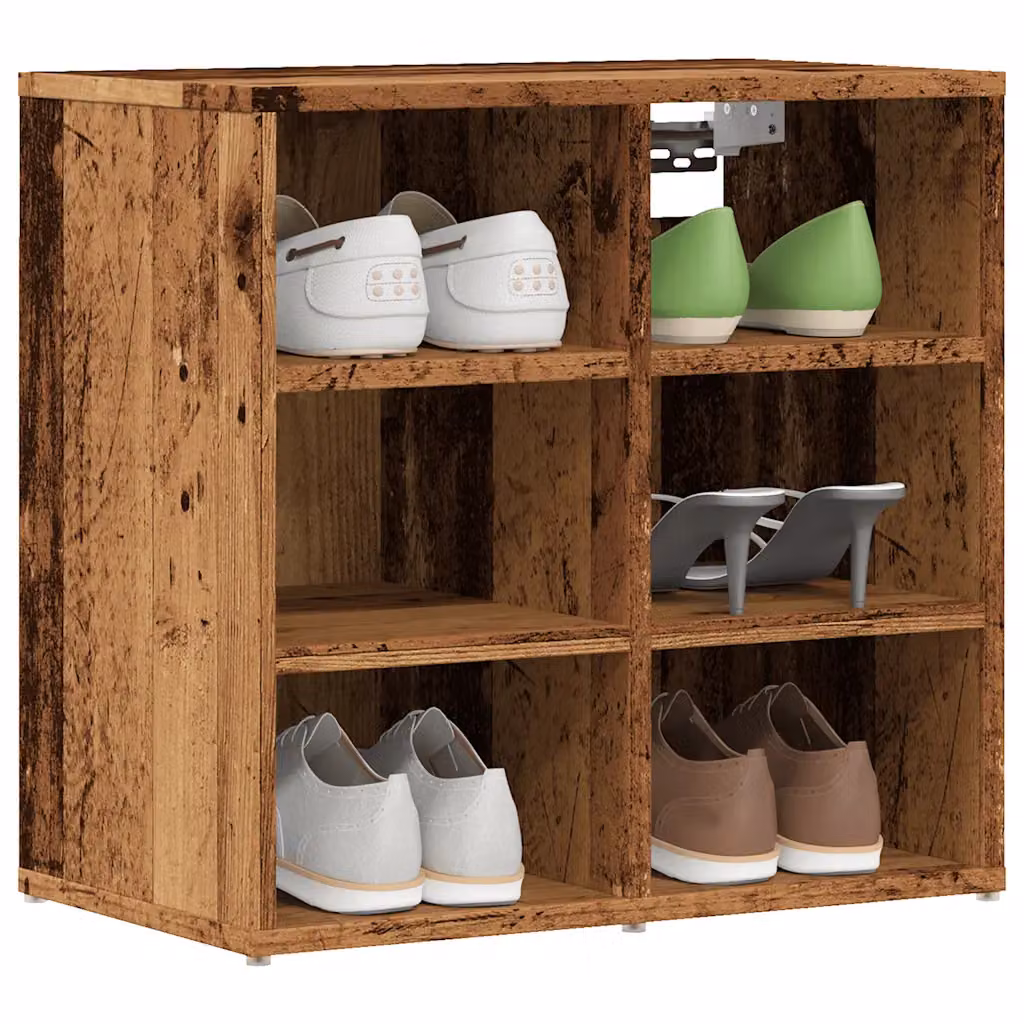 Scarpiera vidaXL in legno stile rustico marrone con ripiani interni e ventilazione L/P/H: 52 x 30 x 50 cm