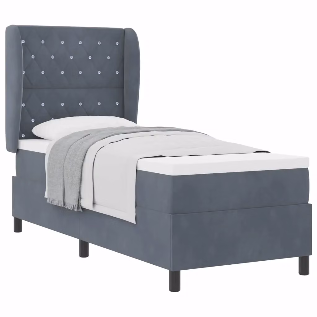 Letto ibrido con struttura imbottita in velluto grigio vidaXL L: 200 cm, P: 80 cm, H: 140 cm – 2