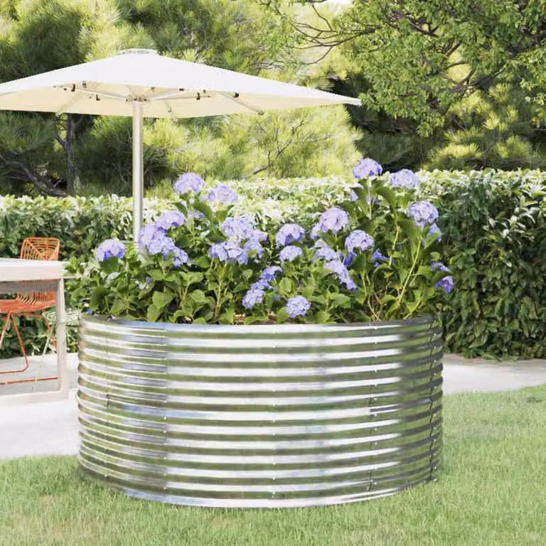 Letto da giardino rialzato vidaXL in acciaio zincato argento L: 140 cm, P: 140 cm, H: 68 cm