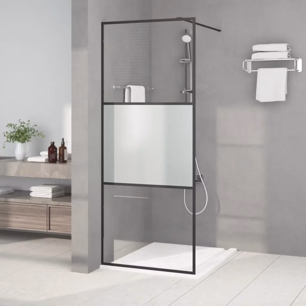 Parete Doccia Walk in DESIGN IN CFW2707256 con Vetro Semi Smerigliato e Profilo Nero L: 80 cm, H: 195 cm – 2