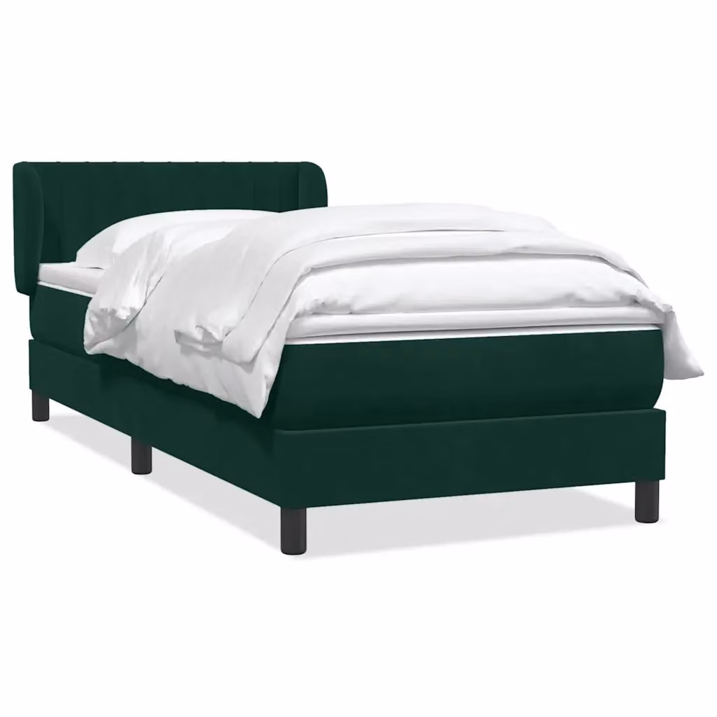 Letto Ibrido vidaXL con Giroletto a Molle e Materasso in Velluto Verde Scuro e Bianco L/P/H: 80 x 223 x 83 cm – 2