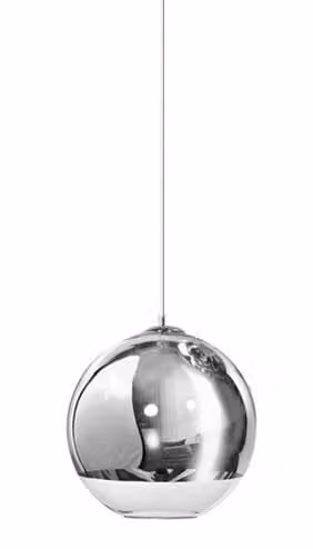 Incantevole apparecchio a sospensione Sfera d'argento in diverse dimensioni, Variante: Ø 180 x 170 x 1030 mm, E27, 60 W, cromo, trasparente