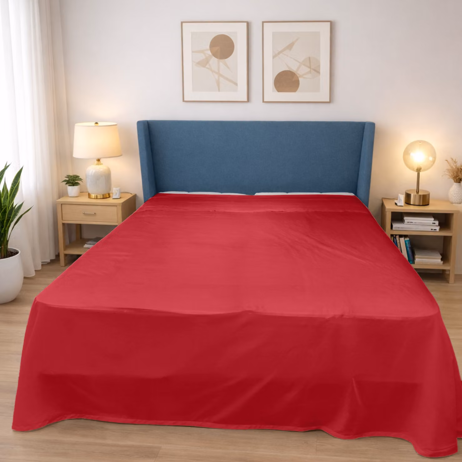 Lenzuolo sopra DaunenStep Oasi Deluxe in raso di cotone pettinato traspirante rosso – 3