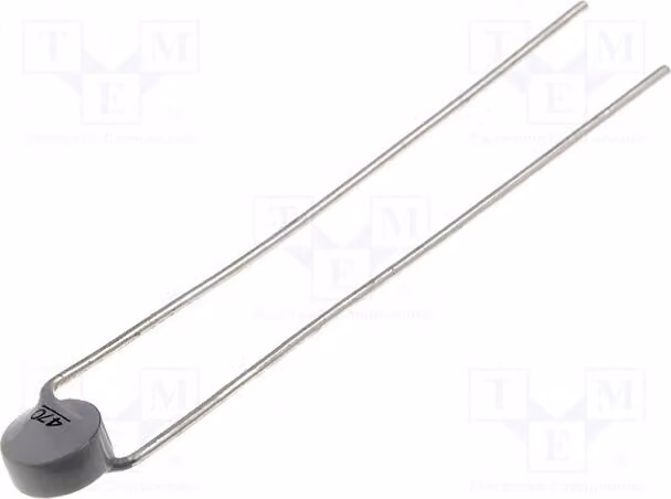 2 termistori NTC da 470Ω, per montaggio su circuito stampato, con intervallo di temperatura -55÷125°C e potenza dissipata di 450mW, codice prodotto B57164K0471K000. Termistori NTC per misurazioni di temperatura