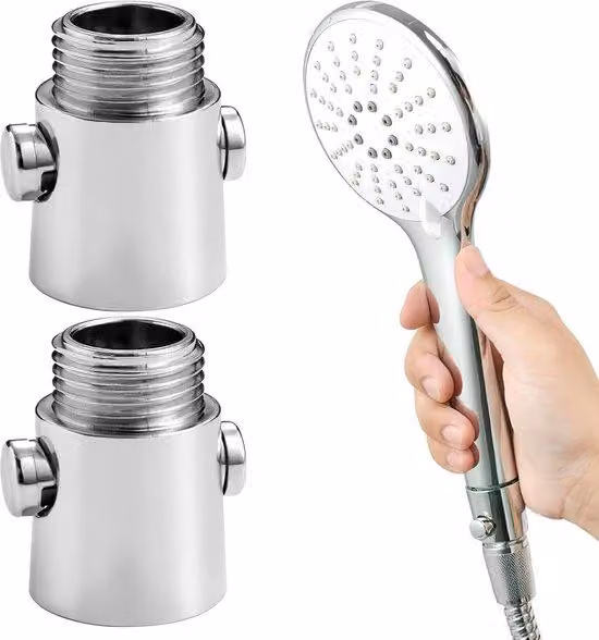 Rubinetti doppi color argento con funzione di risparmio idrico - Valvola monocomando per un uso parsimonioso dell'acqua nella doccia - Rubinetti G1/2 per cucina e bagno - Rubinetti girevoli con soffione doccia a risparmio idrico - Rubinetti color argento