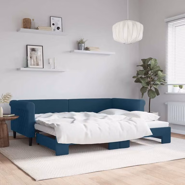 Divano Letto con Letto Estraibile vidaXL in Velluto Blu L 229 x P 100 x H 68 cm