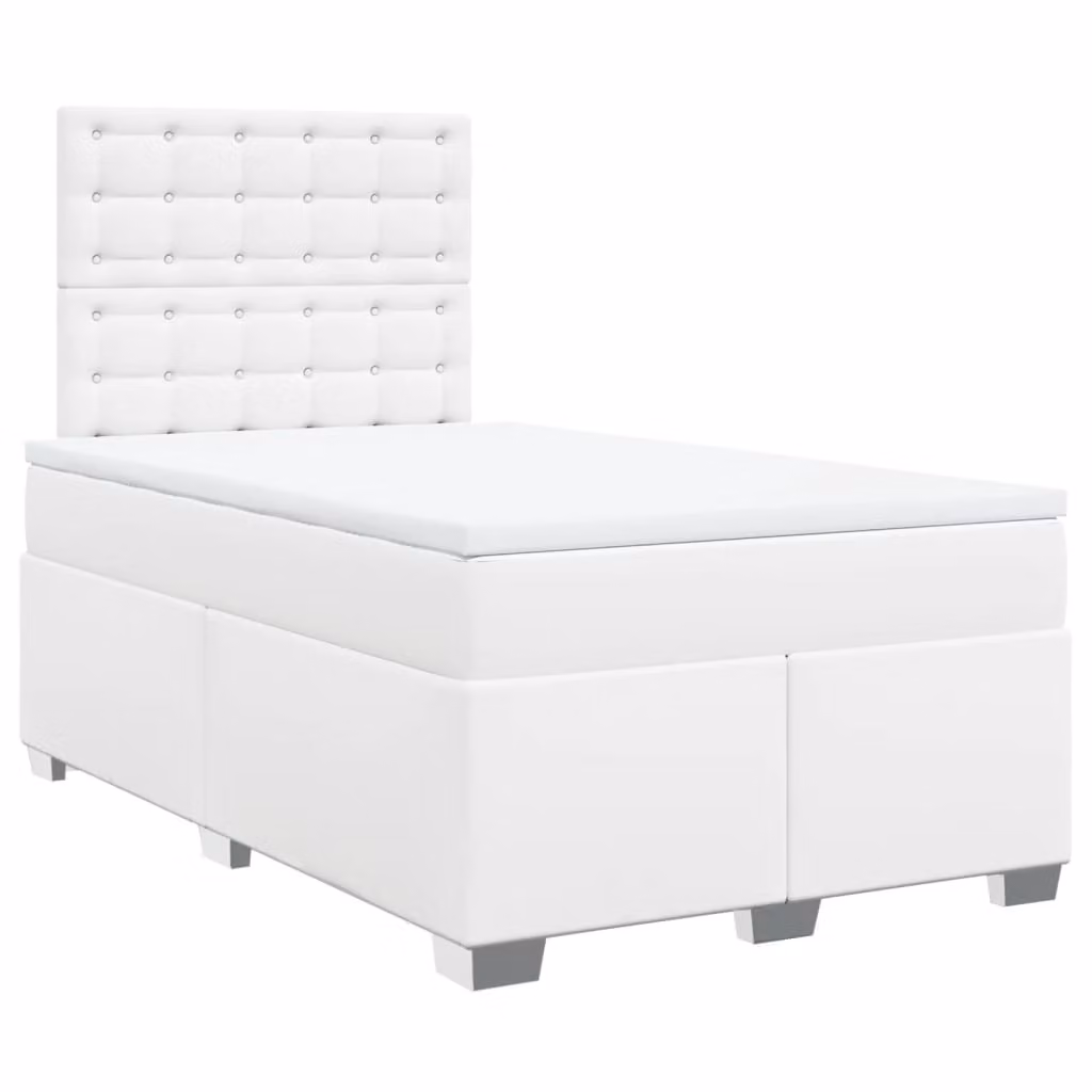 Giroletto a Molle con Materasso Bianco 120x200 cm in Pelle finta