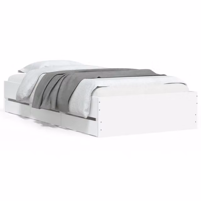 vidaXL Giroletto con Cassetti Bianco in Legno Multistrato L/P/H: 200 x 100 x 33 cm – 2