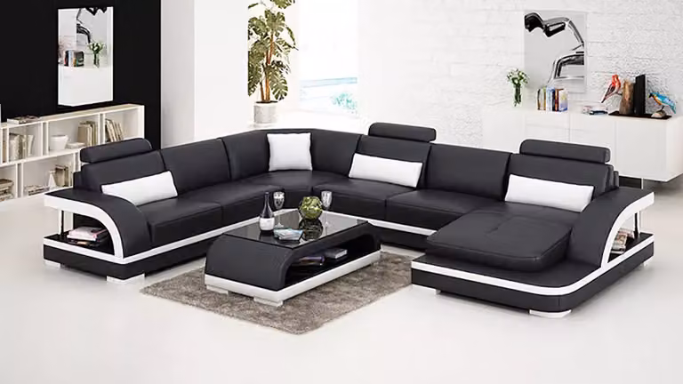 Moderne Wohnlandschaft Ecksofa 2tlg. mit Couchtisch Sofa Couch Ledergarnitur