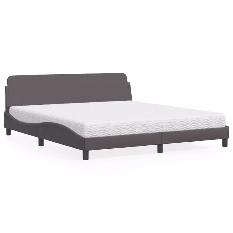 Letto con Materasso Dover vidaXL in Similpelle Grigio L/P/H: 180 x 200 x 185 cm