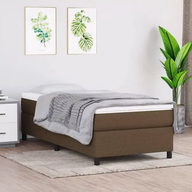 Letto Ibrido vidaXL con Giroletto a Molle e Materasso, Marrone e Bianco, L 90 x P 200 cm