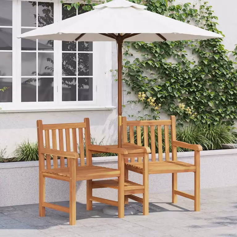 Sedie da giardino vidaXL in legno di teak marrone con braccioli L/P/H: 152 x 63 x 89 cm