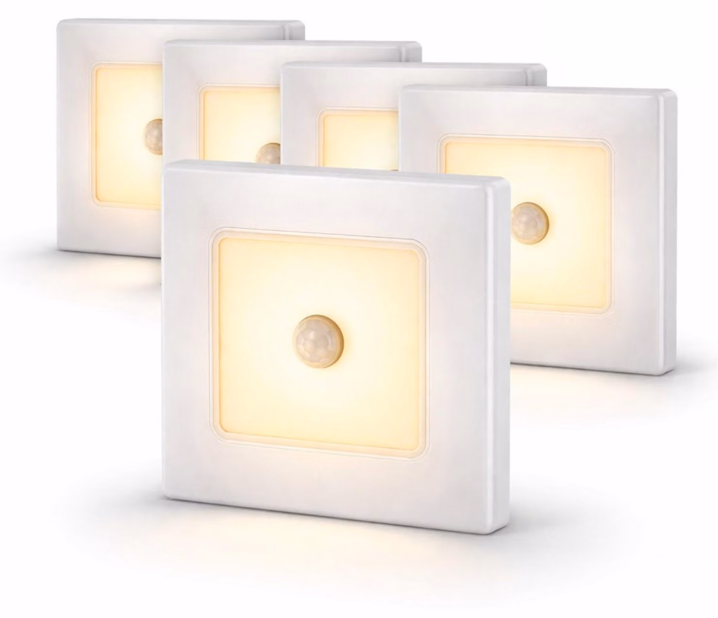 Set di 5 luci LED per scale con sensore di movimento, luce bianco caldo, 3000 K