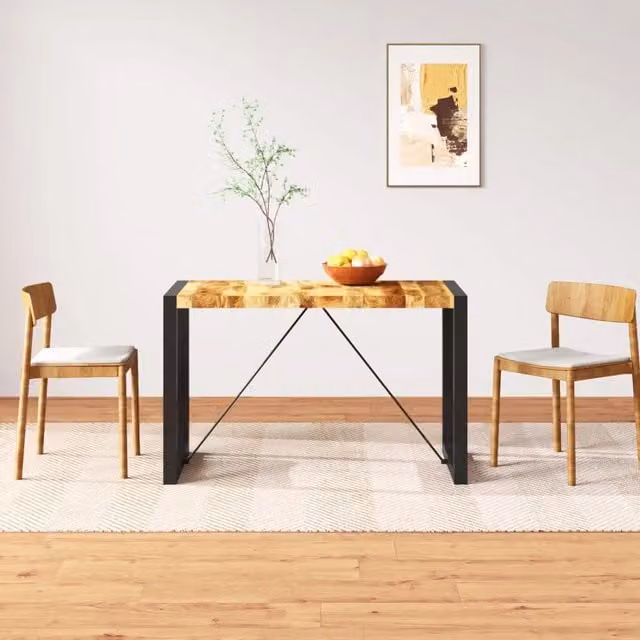 Tavolo da Pranzo in Legno Massello di Mango Grezzo 120 cm 243996