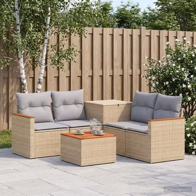 Set di divani 6 pz Beige e Grigio Chiaro 55 x 55 x 37 cm 3447631