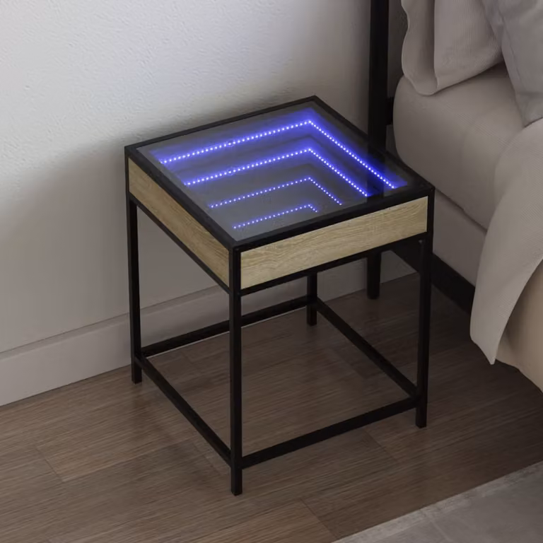 Comodino con LED Infinity vidaXL in Rovere Sonoma, L 40 cm x P 40 cm x H 51 cm