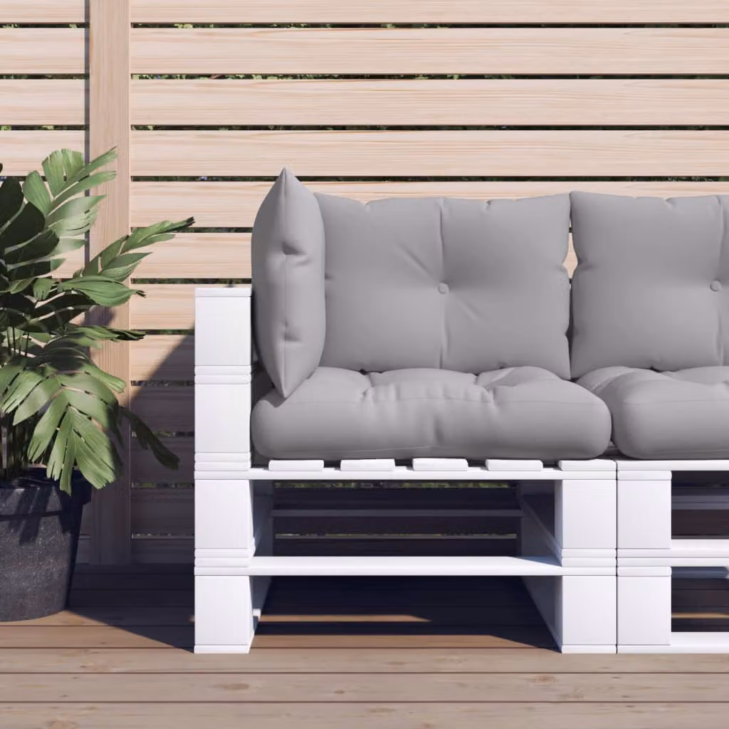Set di 3 cuscini per pallet vidaXL grigi in poliestere idrorepellente e resistente ai raggi UV, L/P/H: 61,5 x 60 x 10 cm
