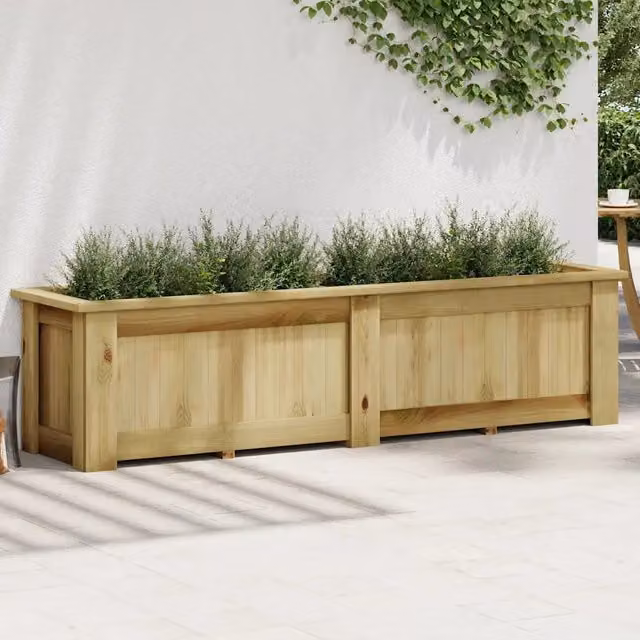 Fioriera | Cassetta per fiori | Vaso Rialzata 196x50x50 cm in Legno di Pino Impregnato