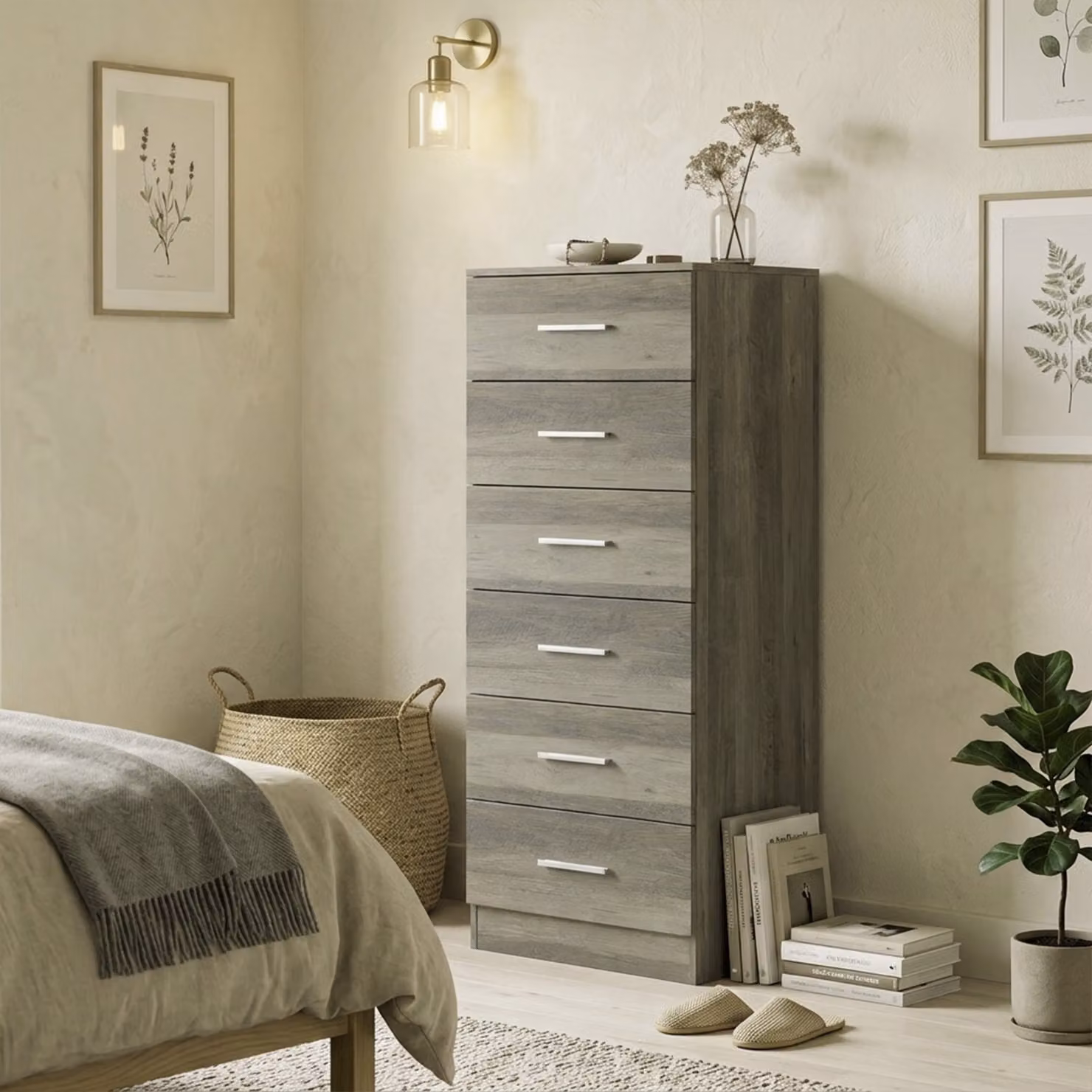 Cassettiera Moderna HOMCOM con 6 Cassetti per Camera da Letto, Grigio, L 40 cm x P 40 cm x H 110 cm – 2