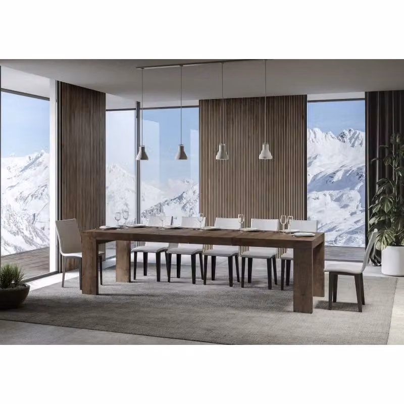 Tavolo allungabile moderno ITAMOBY in MDF laminato marrone per soggiorno e sala da pranzo – 2
