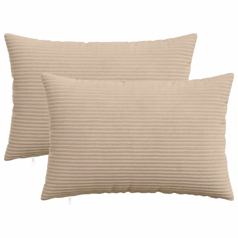 Set di 2 federe vidaXL HEERLEN in velluto a coste, colore tortora, L 60 cm x P 40 cm