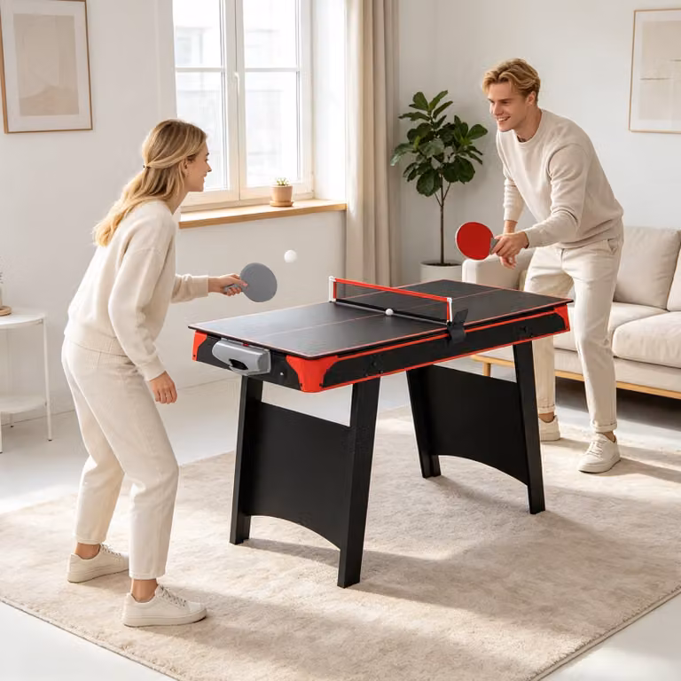 Tavolo multigioco 2 in 1 Costway con ping pong e air hockey in legno nero per bambini e adulti