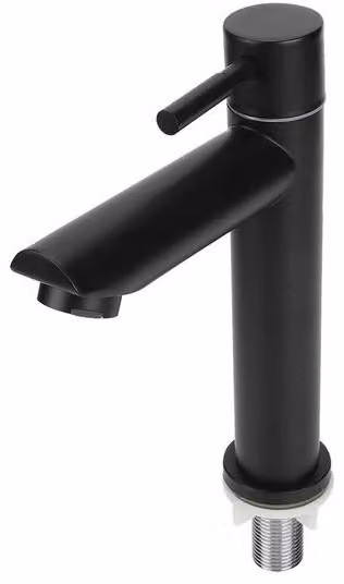 Rubinetto da bagno in acciaio inossidabile - Efficiente dal punto di vista energetico - Miscelatore monocomando - Nero - Riduttore di flusso per doccia (risparmio idrico)