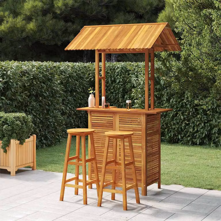 Set da Bar per Giardino vidaXL in Legno di Acacia Marrone, 3 Pezzi