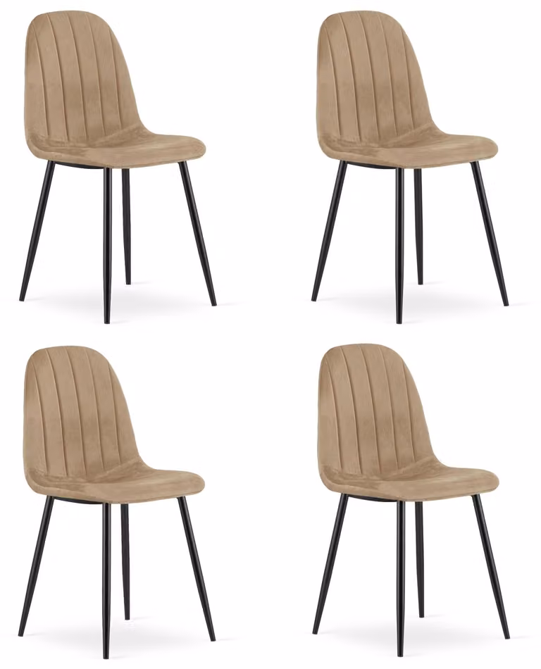 Sedia - Leobert - Padva - Velluto marrone/gambe nere - 44,5 x 53 x 87 cm - Set da 4