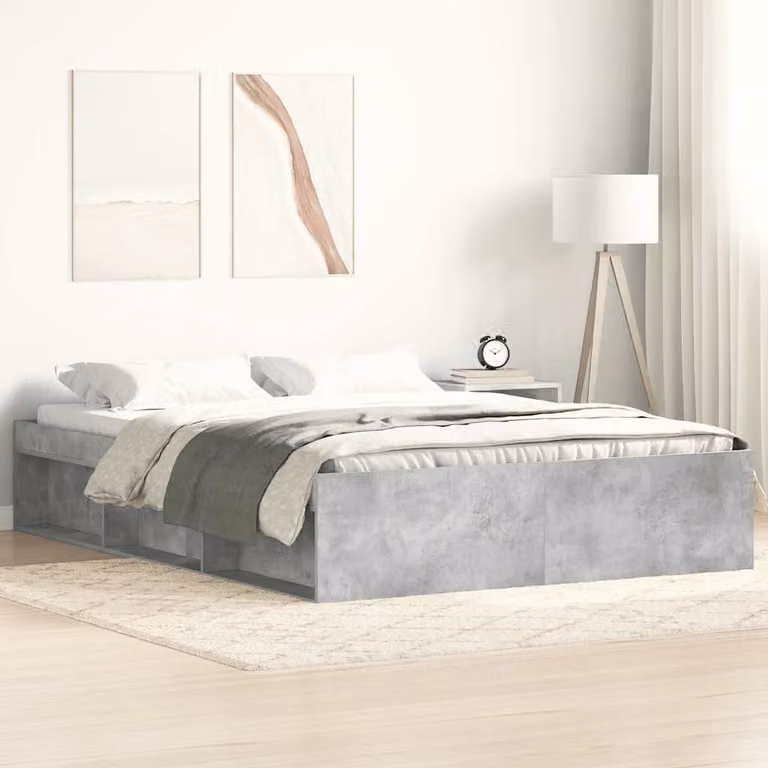 Giroletto vidaXL moderno in legno e tessuto grigio con doghe piatte L: 120 cm, P: 200 cm, H: 35 cm
