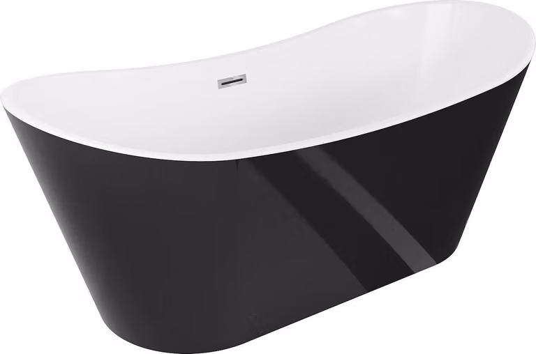 Mexen Montana vasca da bagno freestanding 180 x 80 cm, bianco/nero, tracimazione cromata - 52011808075-01